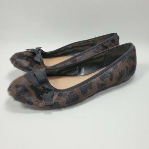 Simply Vera Wang Ganauche Hairy Leopard Style Flat Woman's Shoes Sz 8 Preowned